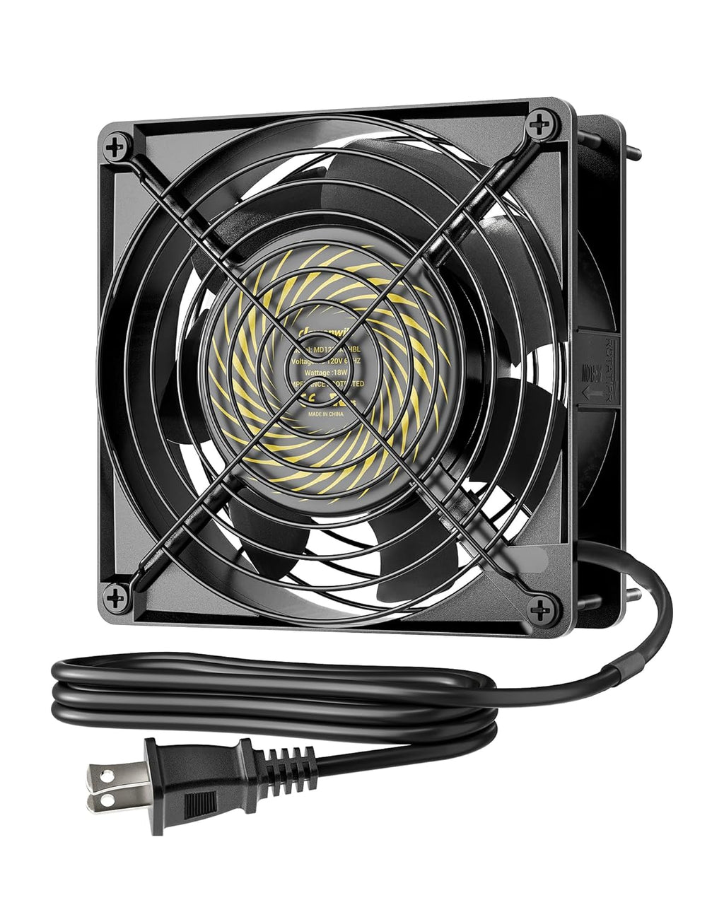 DEWENWILS 120V AC Fan, Waterproof Exhaust Fan 120mm, 18W 2850RPM 90CFM, DIY Cooling Fan for Refrigerator, Computer Case, Compressor Engine, Generator, UL Listed