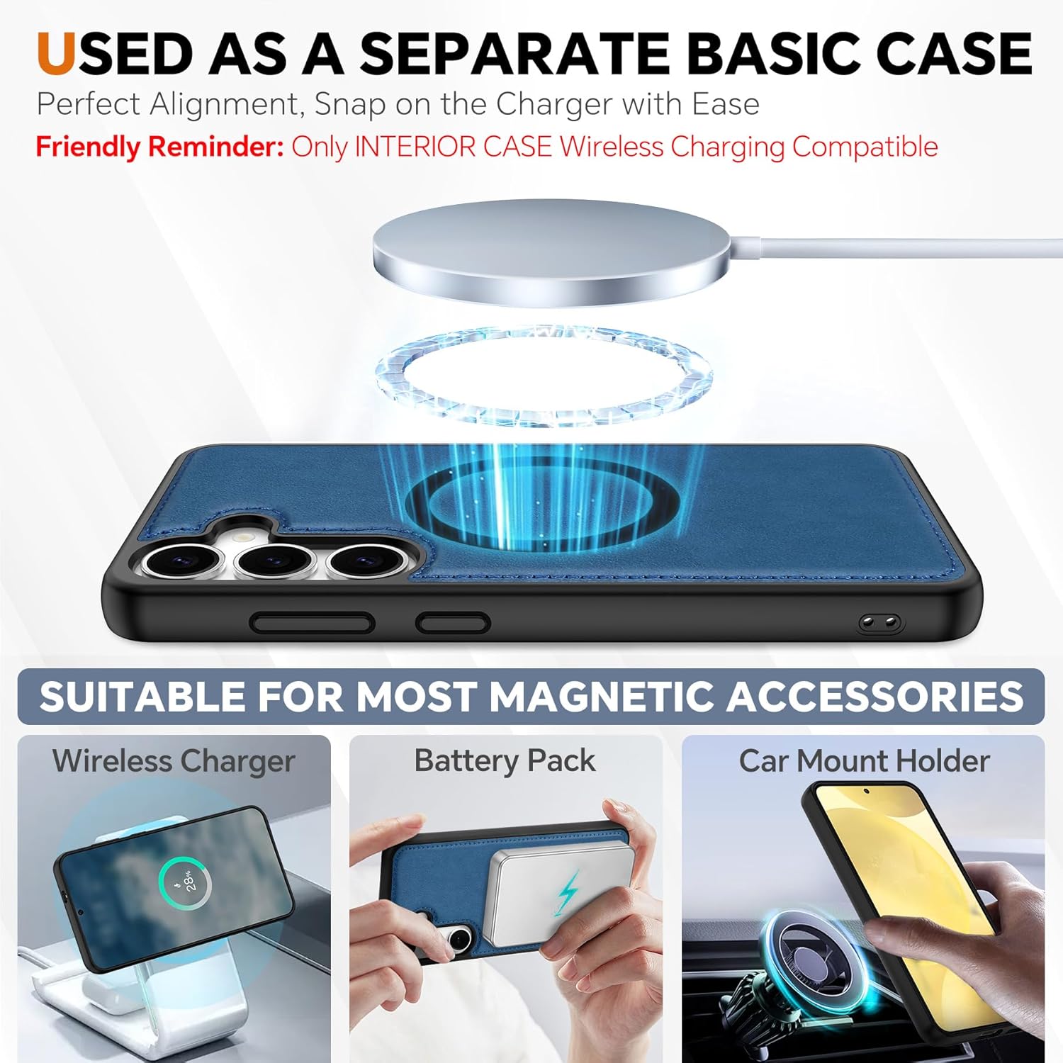 TUCCH Case Wallet for Galaxy S25 Plus, Removable [Wireless Charging] Wrist Strap PU Leather Magnetic Stand RFID Blocking [4 Card Slots] Detachable Protective Folio for Galaxy S25 Plus 6.7", Light Blue