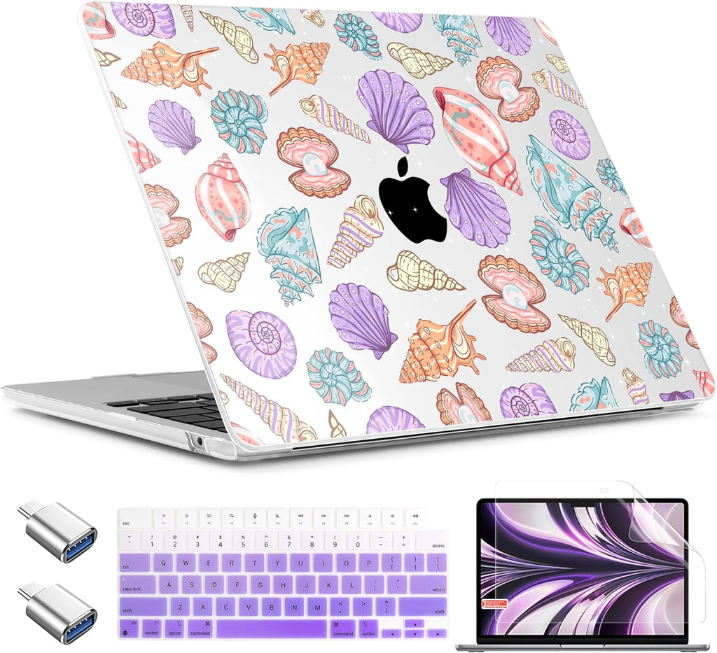 TWOLSKOO Compatible with M4 MacBook Air 15 inch Case 2025-2023 Released Model M4 A3241 M3 A3114 M2 A2941, Plastic Hard Shell & Screen Protector & Keyboard Cover & Type C Adapter, Colorful Shells