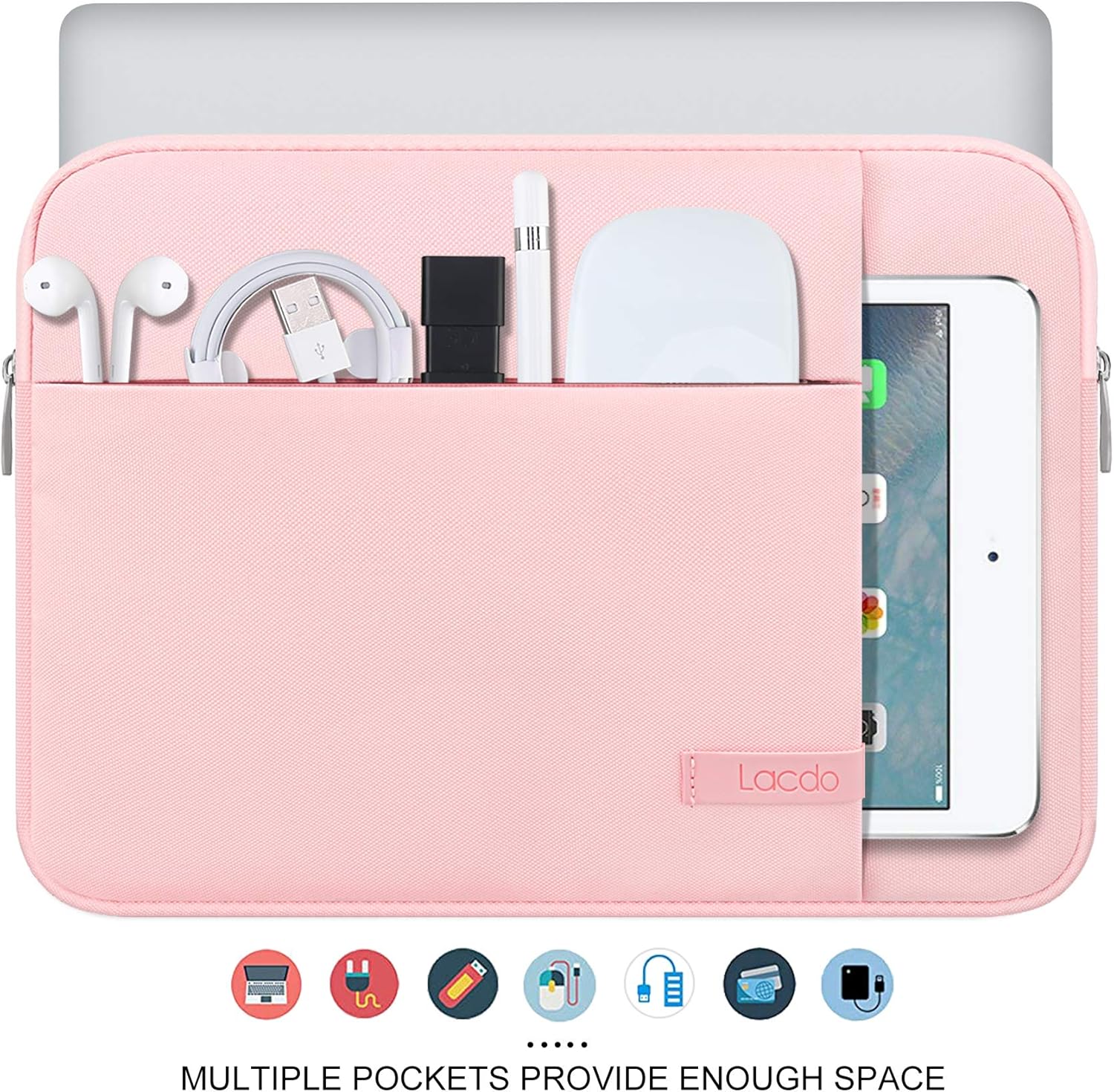 Lacdo Chromebook Case 11 Inch Laptop Sleeve for 11 Inch Acer HP Lenovo Dell Samsung ASUS Chromebook Spin 3 11, 13 inch New Surface Pro 11 Copilot+PC / 10 9 8 X, 11.6" MacBook Air Computer Bag, Pink