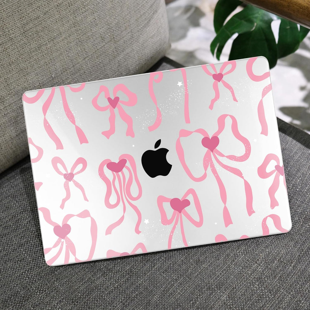 MEEgoodo Case for MacBook Pro 13 inch Case 2022 2021 2020 New A2338 M2/M1 A2251 A2289, Laptop Hard Shell with Keyboard & Camera Cover Compatible with 13 inch MacBook Pro, Coquette Ribbon Bow