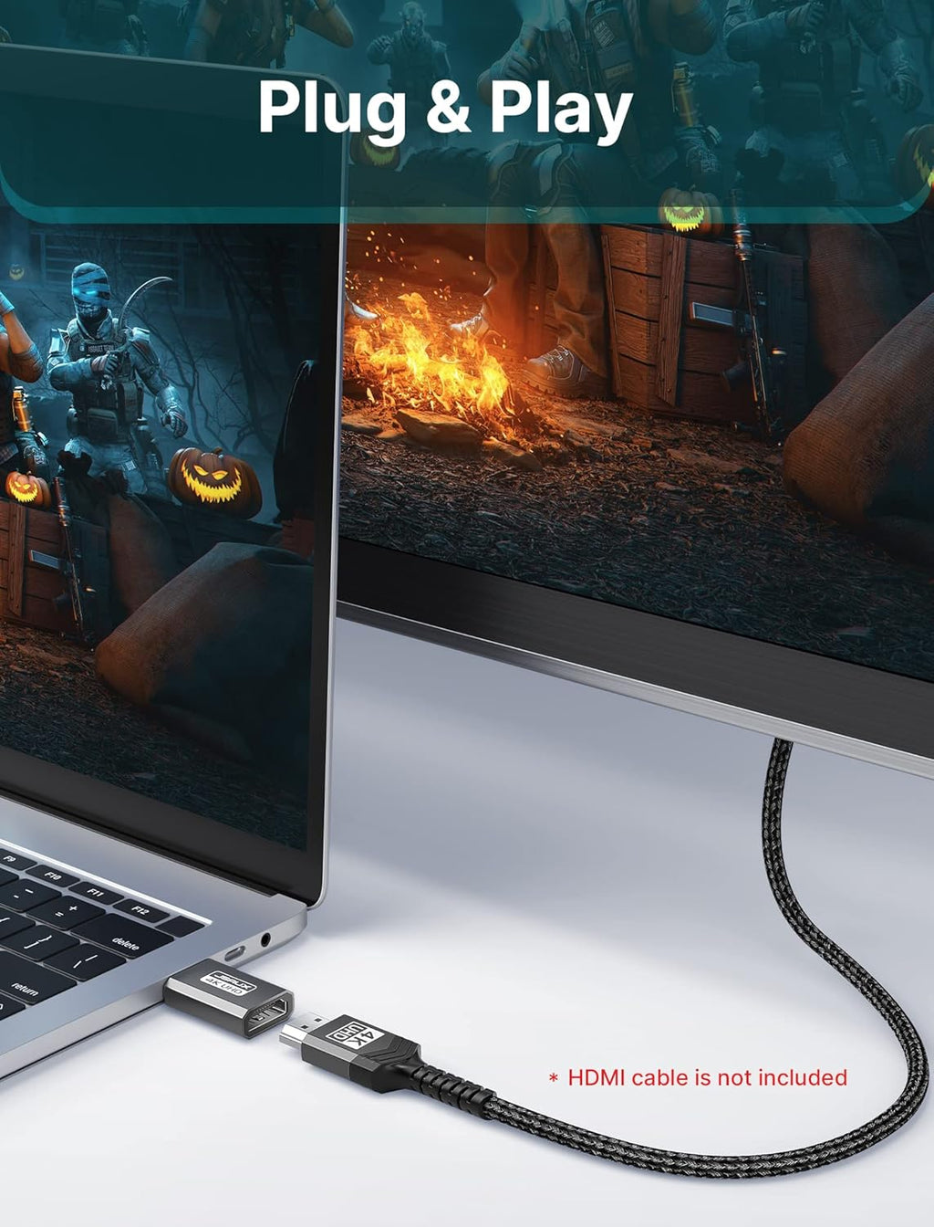 JSAUX 4K DisplayPort to HDMI Adapter, DP PC to HDMI Monitor Converter Video UHD 2K@120Hz,4K@30 DP to HDTV Male to Female Uni-Directional Adapter Compatible with Dell, Lenovo, HP,GPU, AMD -Grey