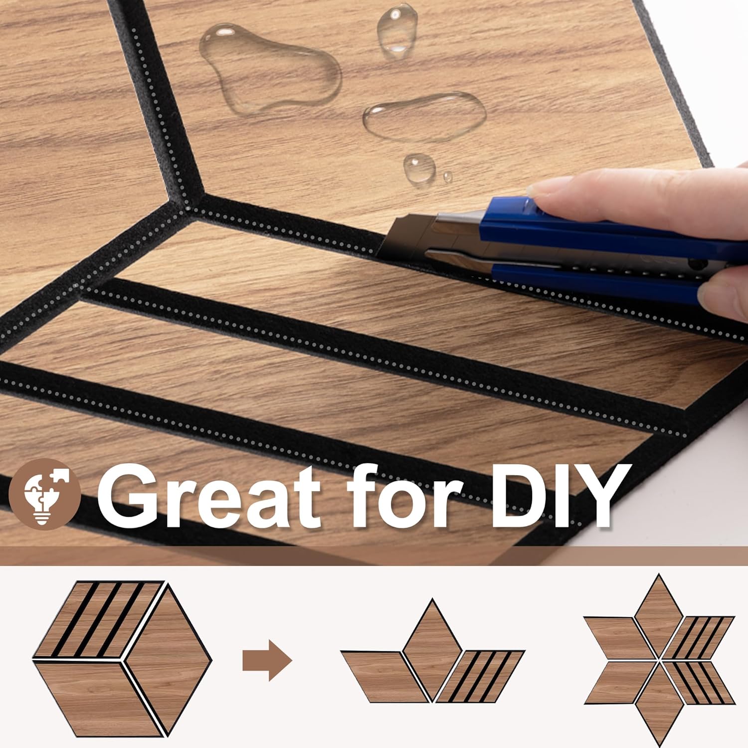Mollywell Hexagon Acoustic Panels, Walnut S4, 14x12x0.4 Inch, 12 Pack |Wood Veneer|High Density Sound Proofing Wall Panels|Self Adhesive Sound Dampening Felt Wall Tiles|Home Theater|Gaming Room|