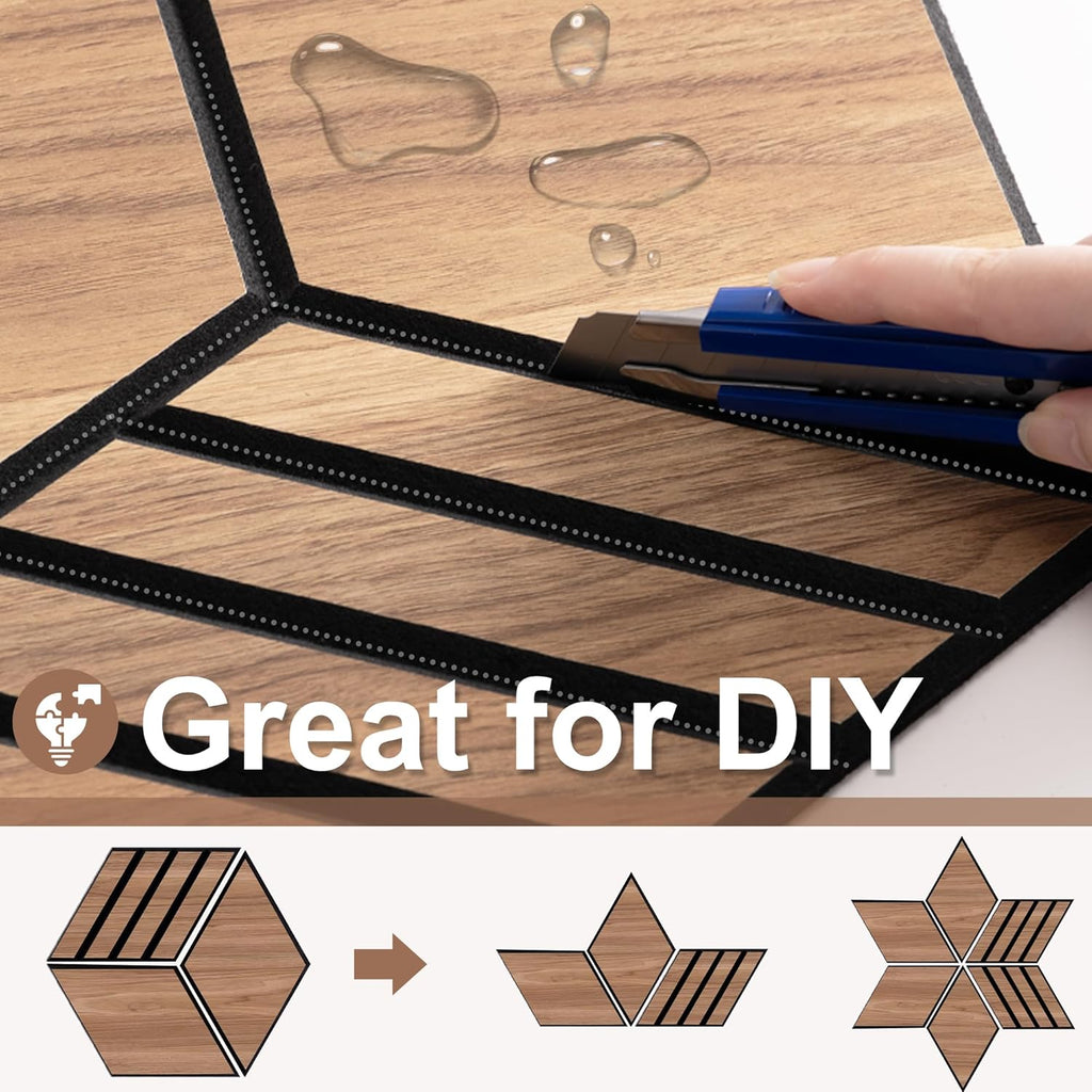 Mollywell Hexagon Acoustic Panels, Walnut TH4, 14x12x0.4 Inch, 12 Pack |Wood Veneer|High Density Sound Proofing Wall Panels|Self Adhesive Sound Dampening Felt Wall Tiles|Home Theater|Gaming Room|