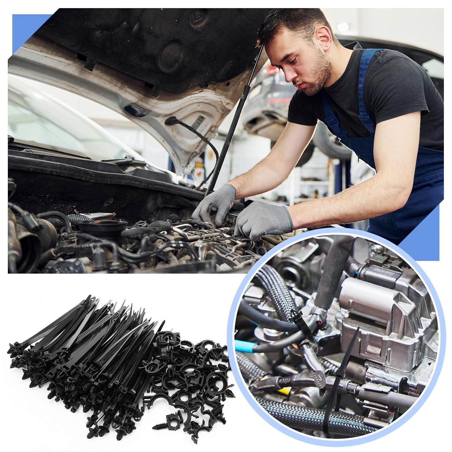 150 pcs Car Wire Loom Routing Clips Push Mount Cable Tie Assortment 10 Sizes Car Harness Routing Clips Universal Wiring Harness Replacement Parts for Automotive