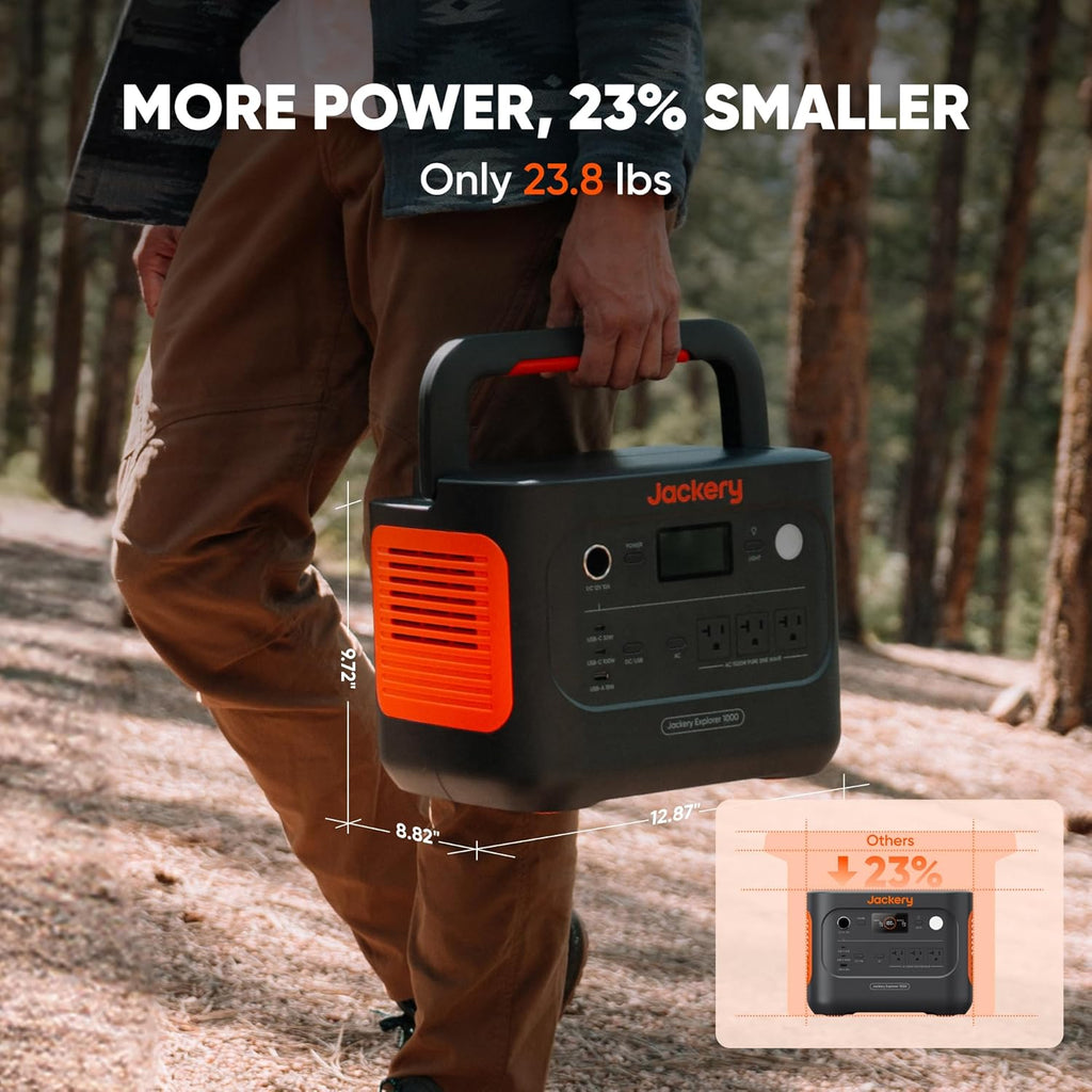 Jackery Solar Generator 1000 v2 with 100W Solar Panel,1070Wh Portable Power Station LiFePO4 Battery,1500W AC/100W USB-C Output,1Hr Fast Charge for Outdoor,Off-Grid Living,RV,Emergency