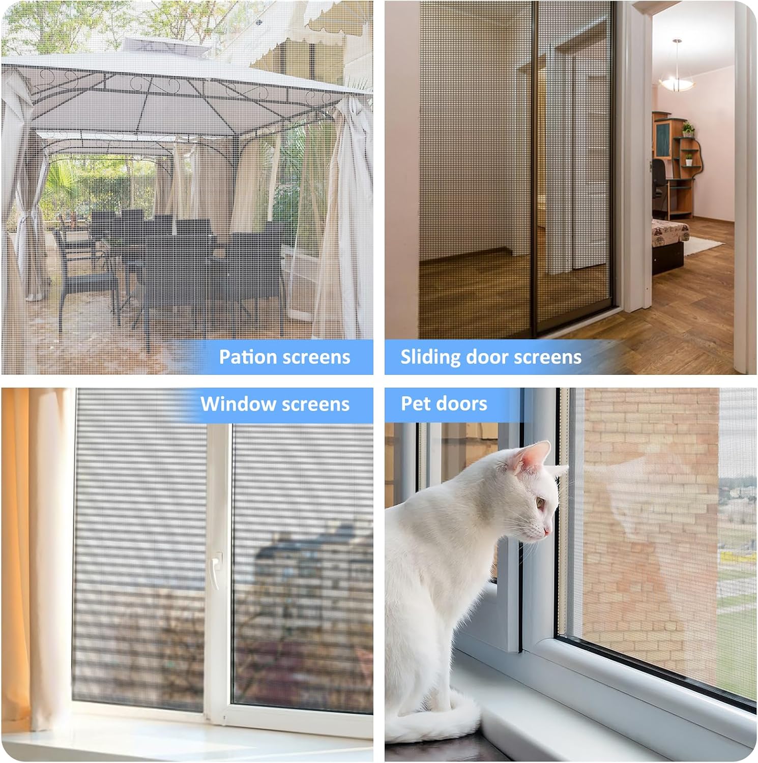 40"x118" Window Screen Mesh, Fiberglass Window Screen, Screen Door Mesh, Windows Screens and Screen Door Replacement, Patio Screen Mesh- Gray