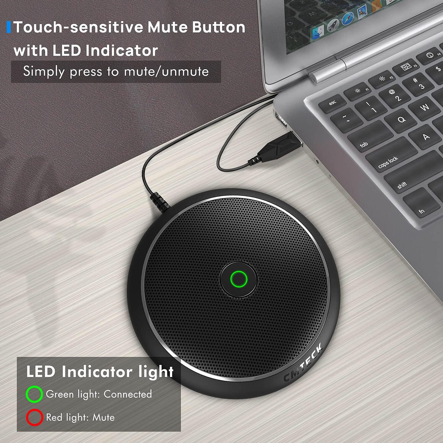 CMTECK Conference USB Microphone, Computer Desktop Mic with Mute Function, Omnidirectional Condenser PC Mic for Video,Streaming, Skype, Plug & Play Compatible with MacOS X Windows (No Speaker)