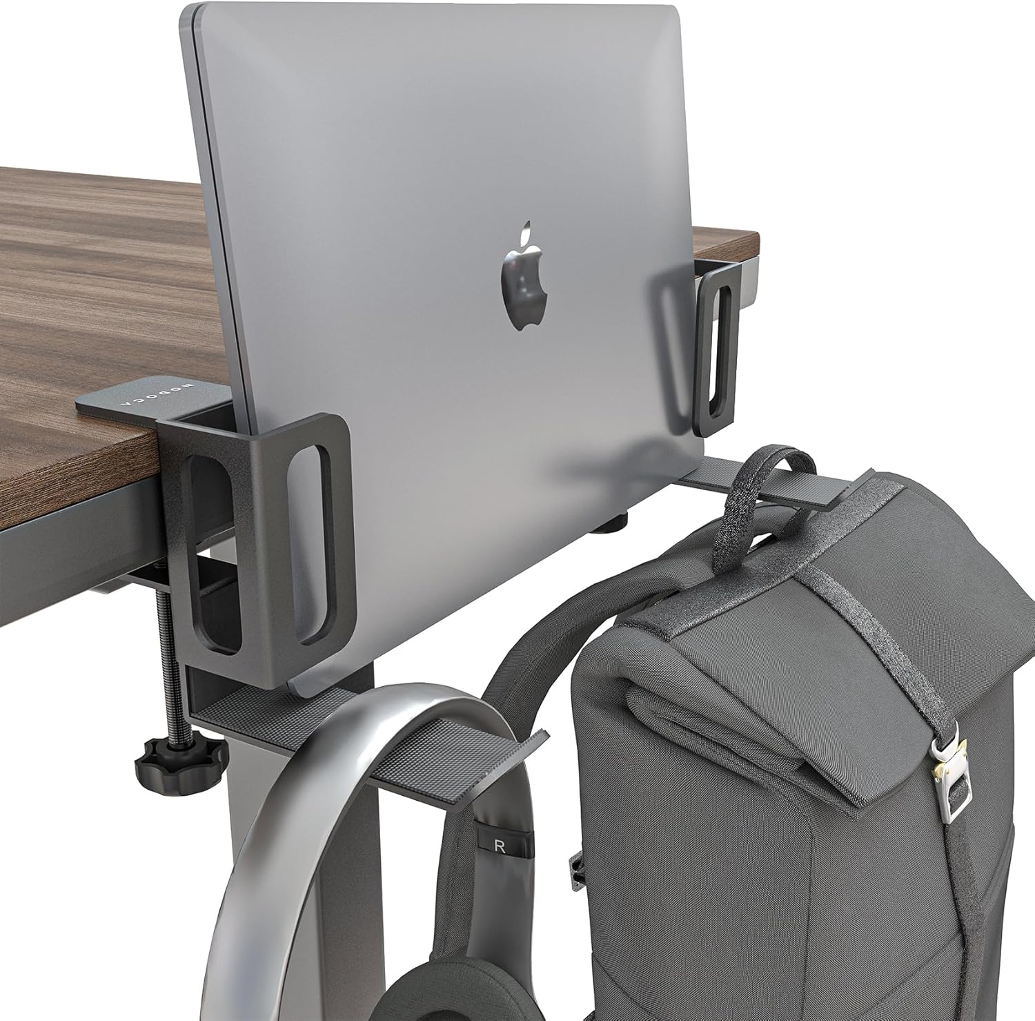 NODOCA Vertical Laptop Stand, MacBook/PC Stand with Headphone Holder, Desk Side Storage Rack for MacBook/Surface/Samsung/HP/Dell/Chrome Book - Black