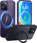 CASEKOO Designed for iPhone 16 Pro Case with Magnetic Invisible Stand [Military Drop Protection] [Compatible with MagSafe] Shockproof Slim Translucent Matte Case 6.3 Inch, Purple