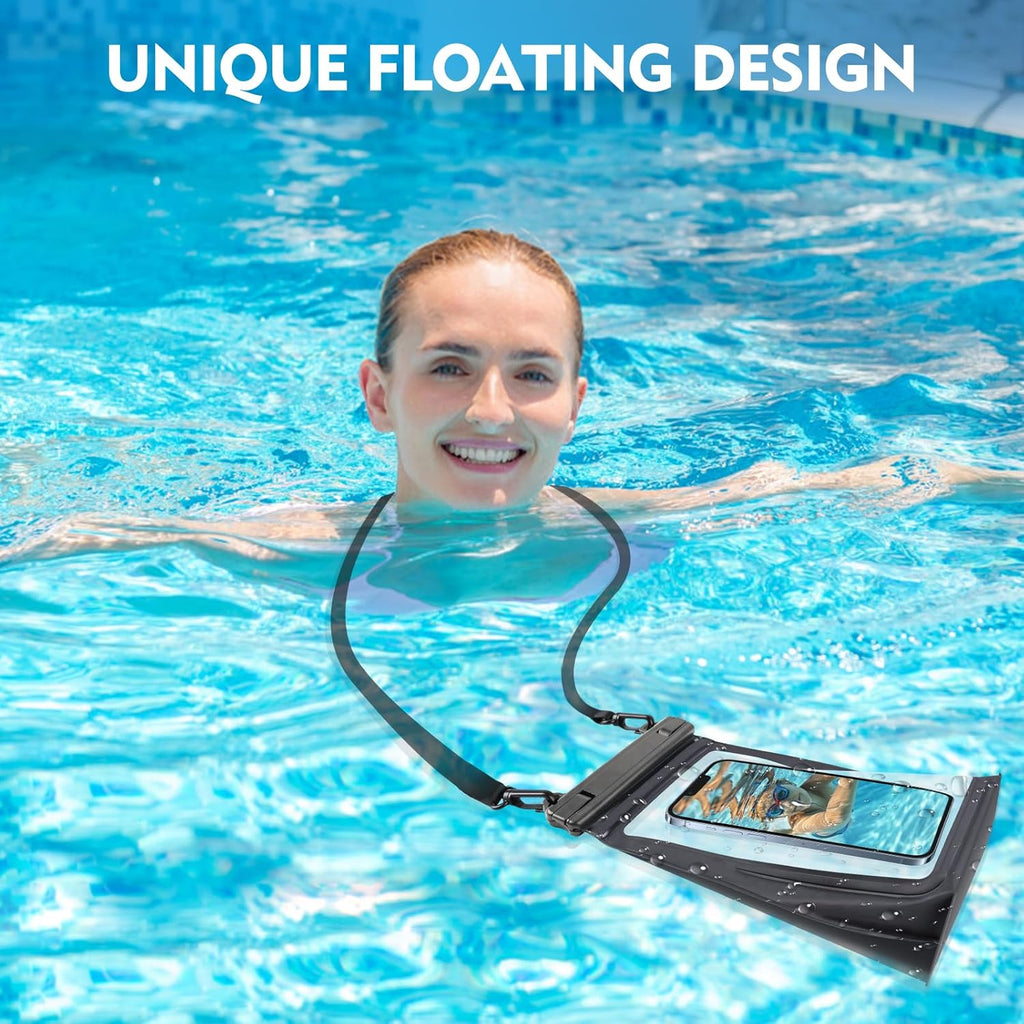 Large Floating Waterproof Phone Pouch [with Sealing Strip], Cell Phone Dry Bag for iPhone 16 15 14 13 12 Pro Max Galaxy Google All Devices, Float Waterproof Bag for Beach Vacation
