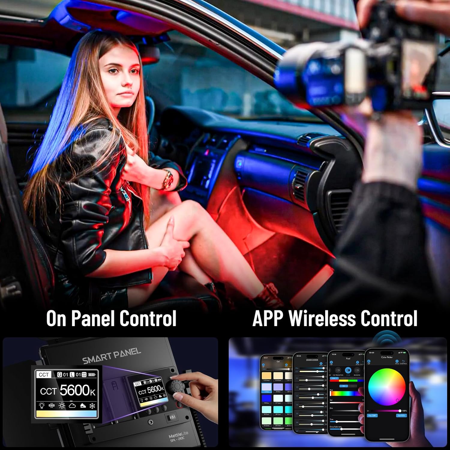 Mettlelite SPL210C RGB LED Video Light with APP Control, 360 Full Color RGB Panel, 2800K-8000K, CRI/TLCI 97+, 10 Scenes, Professional Photography Studio Lighting for YouTube/Stream/Photo/Video