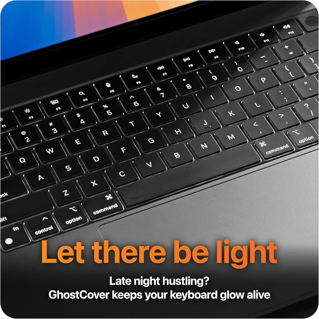 GhostCover Original Premium Ultra Thin Keyboard Cover Protector, Compatible with 2025 2024 2023 2022 2021 M5/M4/M3/M2/M1 Pro/Max MacBook Pro 14/16, M4-M2 MacBook Air 13/15, US ANSI Layout, Translucent