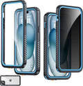 for iPhone 15 Plus Case Waterproof - Built-in Privacy Screen Protector & HD Screen Protector [IP68 Underwater] Shockproof Dustproof Full Body Protection iPhone 15 Plus Phone Case Blue