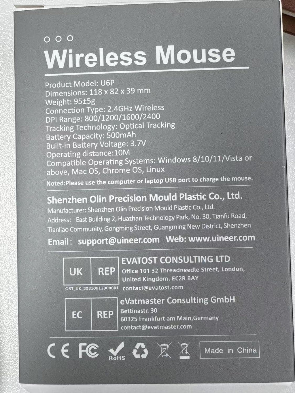 Wireless Mouse,[Upgraded] Rechargeable 2.4GHz (Battery Level Visible) Ergonomic Computer Mouse,4 Levels DPI, Wireless Mice for Laptop PC Computer(Grey)