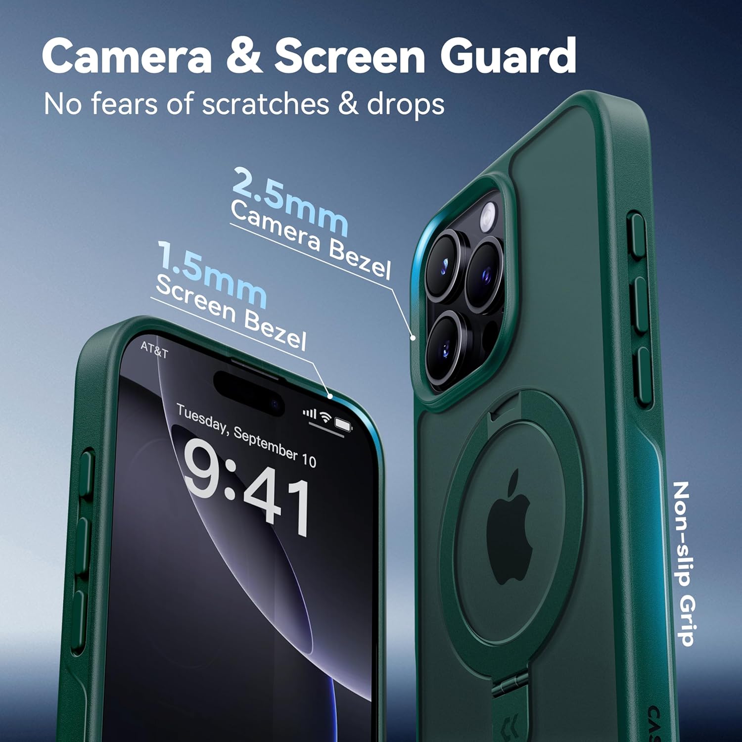 CASEKOO Designed for iPhone 16 Pro Max Case with Magnetic Invisible Stand [Military Drop Protection] [Compatible with MagSafe] Shockproof Slim Translucent Matte Promax Case 6.9 Inch, Green