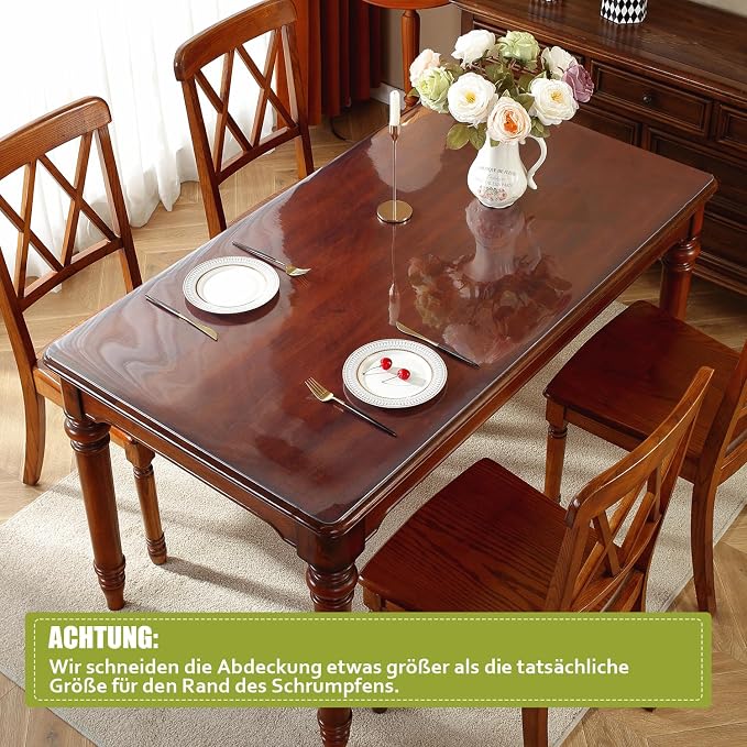 OstepDecor 16 x 36 Inch Clear Table Cover Protector, 2mm Thick Clear Plastic - Image 4