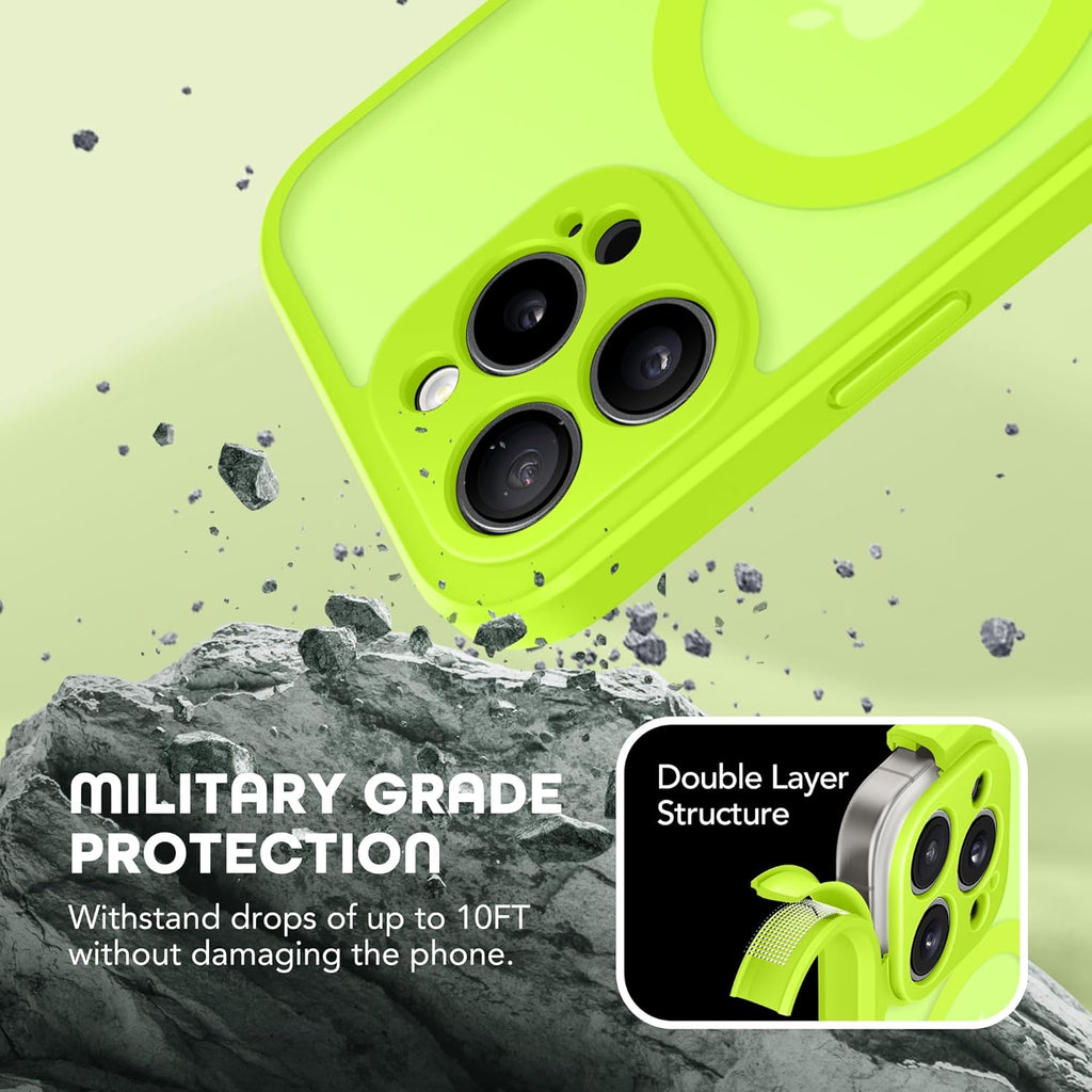 Magnetic for iPhone 15 Pro Max Case, Compatible with MagSafe, Built-in Privacy Screen Protector and Camera Protection, Anti Spy Full Body Dustproof Shockproof Hard Phone Case 6.7", Matte Green