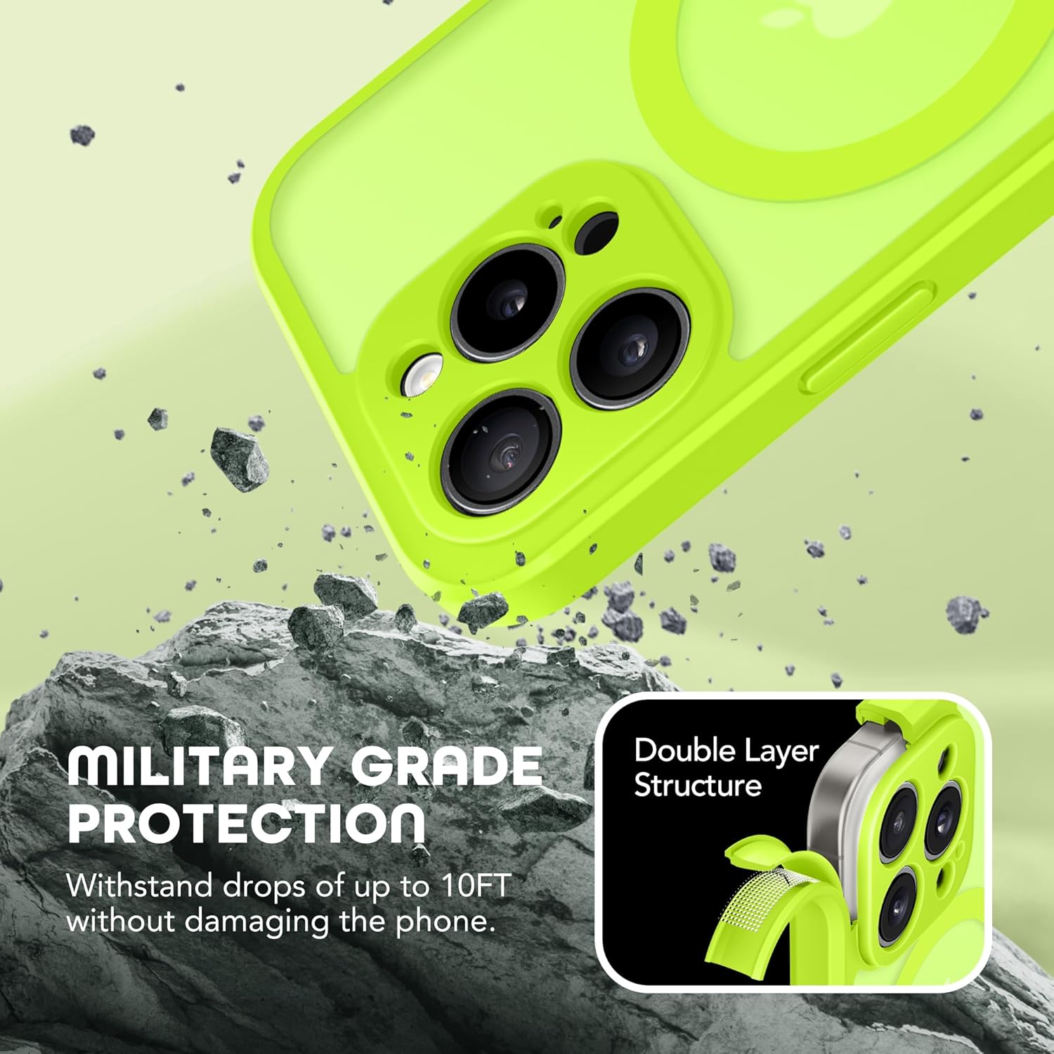 Magnetic for iPhone 15 Pro Max Case, Compatible with MagSafe, Built-in Privacy Screen Protector and Camera Protection, Anti Spy Full Body Dustproof Shockproof Hard Phone Case 6.7", Matte Green