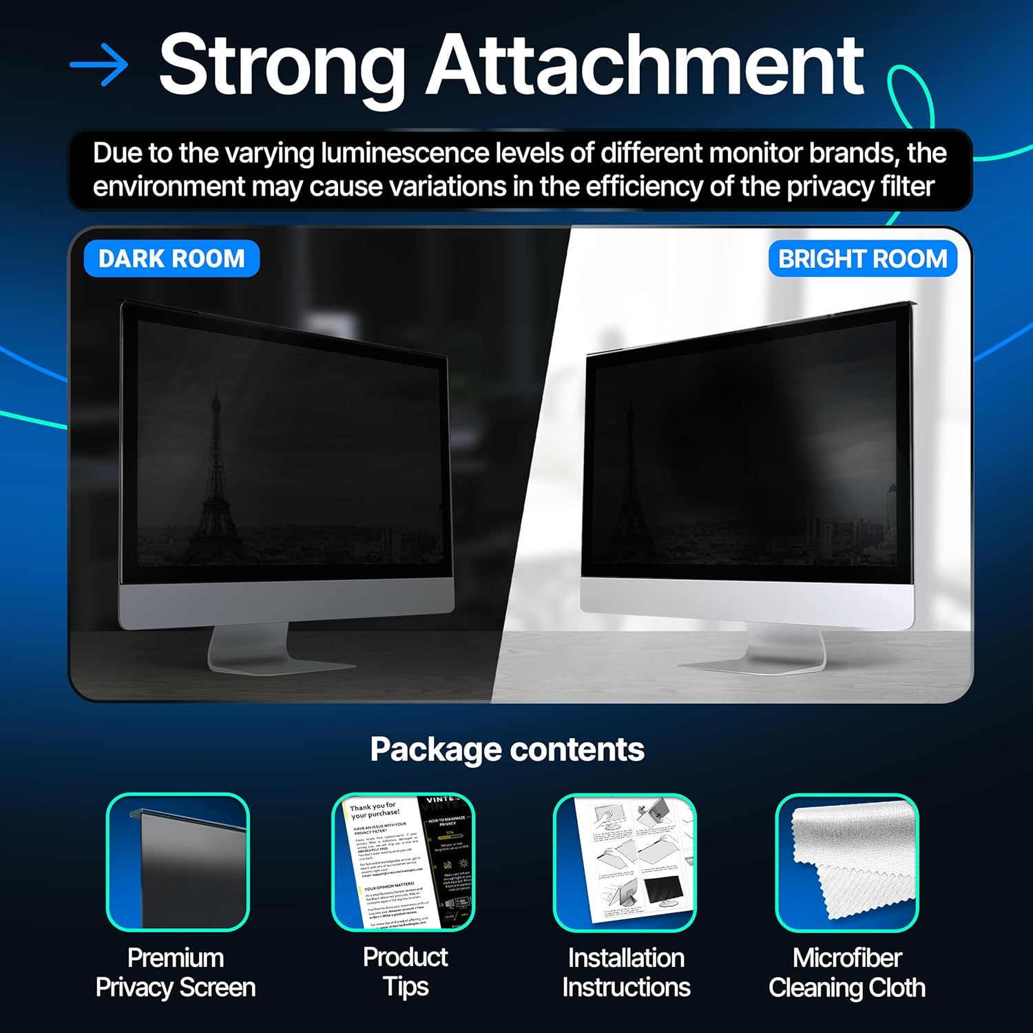 Acrylic 27 Inch Computer Privacy Screen Filter Compatible with 27 inch iMac (2012-2020) - 24.1" x 15.1" (612 x 384mm) - Monitor Frame Hanging Type