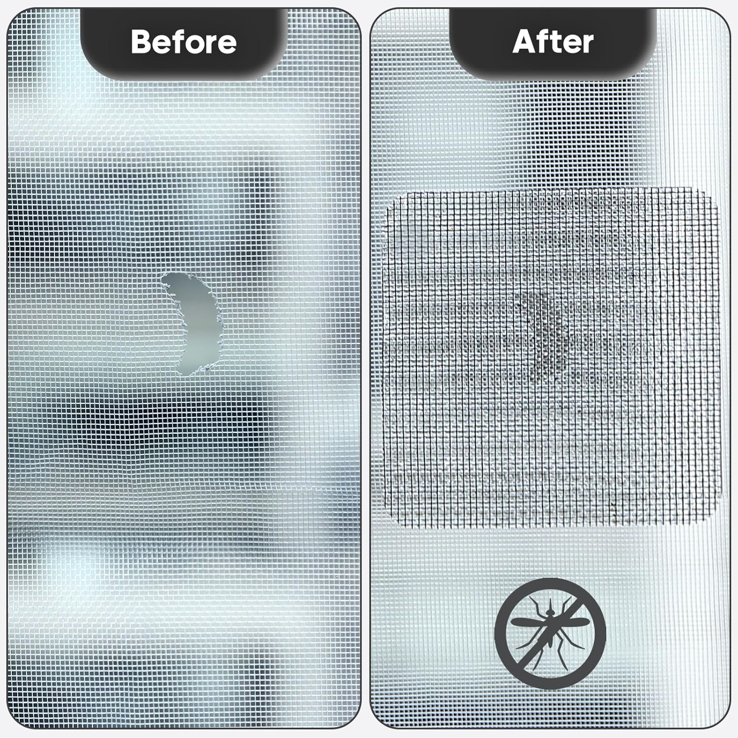 28 Sheets Window Screen Patches Repair Kit, Black 3 Sizes Window Screen Repair Kit for Mesh Screen Door, Strong Adhesive Fiberglass Quick Screen Repair Tape