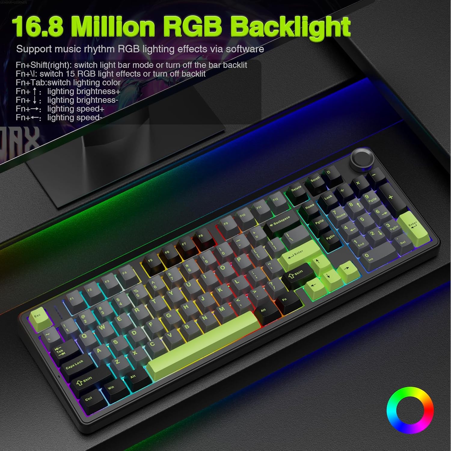 AULA F99 Pro Wireless Mechanical Keyboard with Knob,Tri-Mode BT5.0/USB-C/2.4GHz Hot Swappable Custom Keyboard,Pre-lubed Linear Switches,RGB Backlit Computer Gaming Keyboards