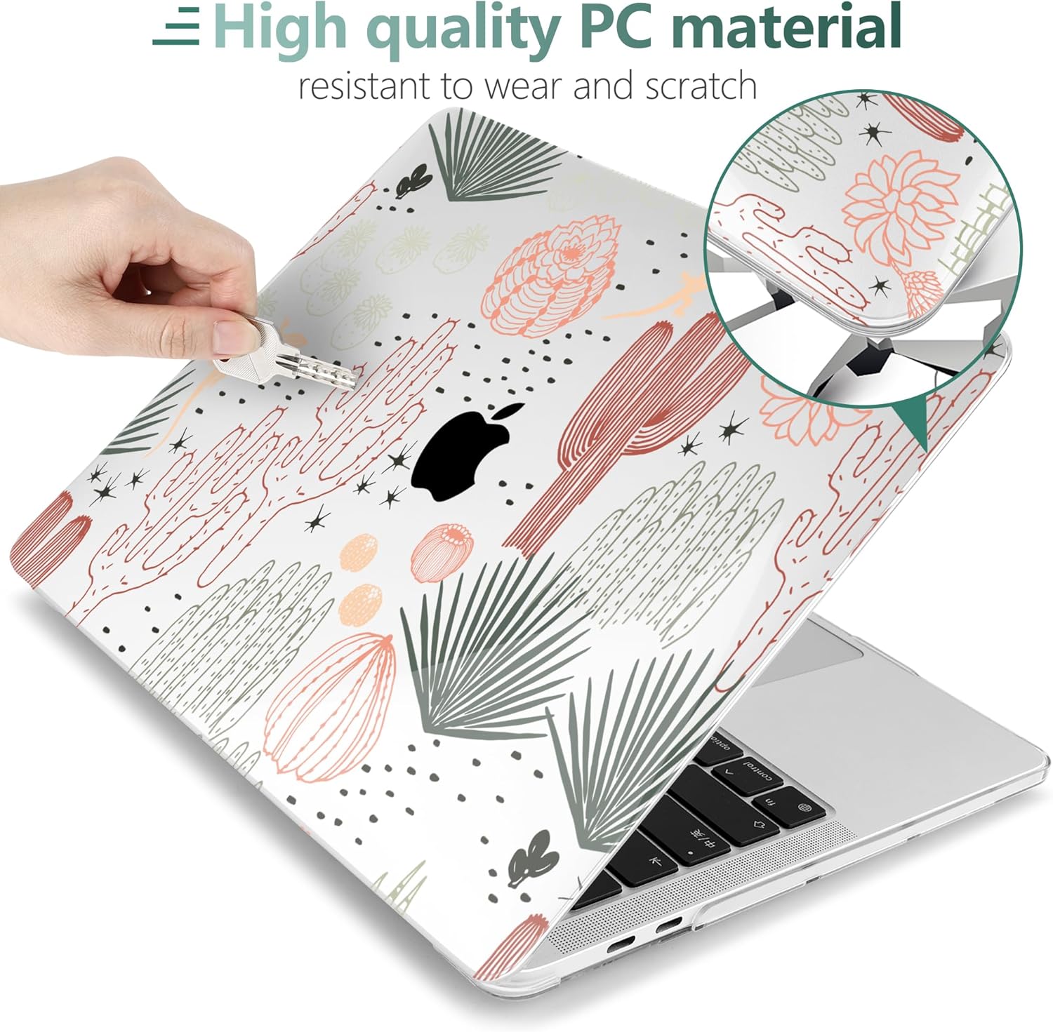MEEgoodo Case for MacBook Pro 13 inch, Laptop Hard Shell Case with Keyboard & Camera Cover, Cacti