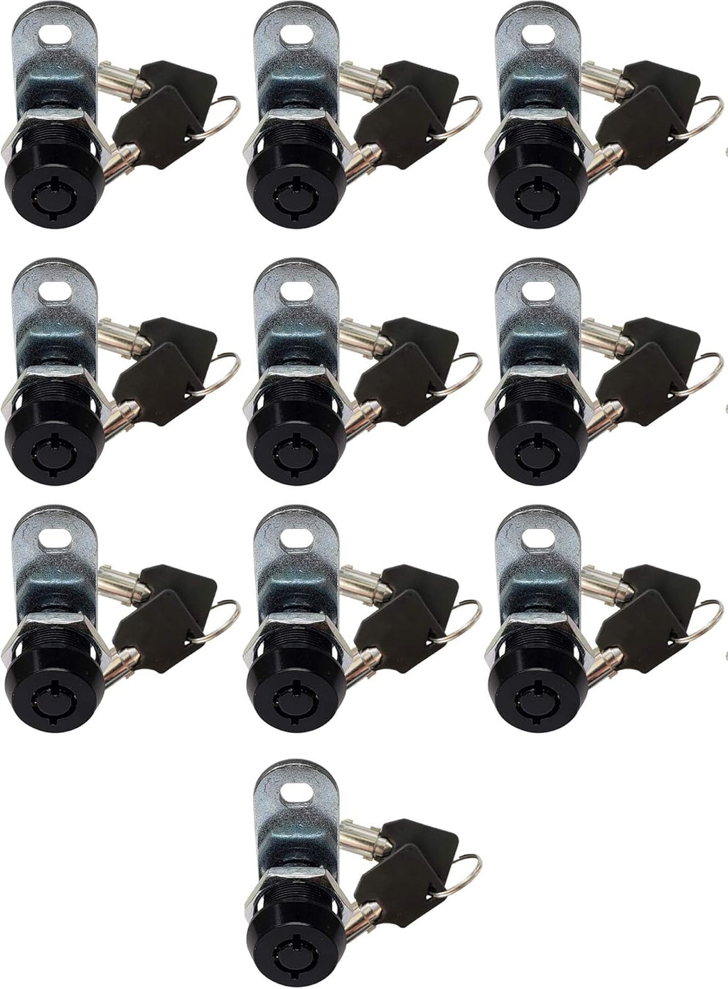 Admiral Locks Tubular Cam Lock, Keyed Alike Removable Key RV Compartment Storage Lock Cabinet Locks (Black Pack of. 10, 5/8" 180°)