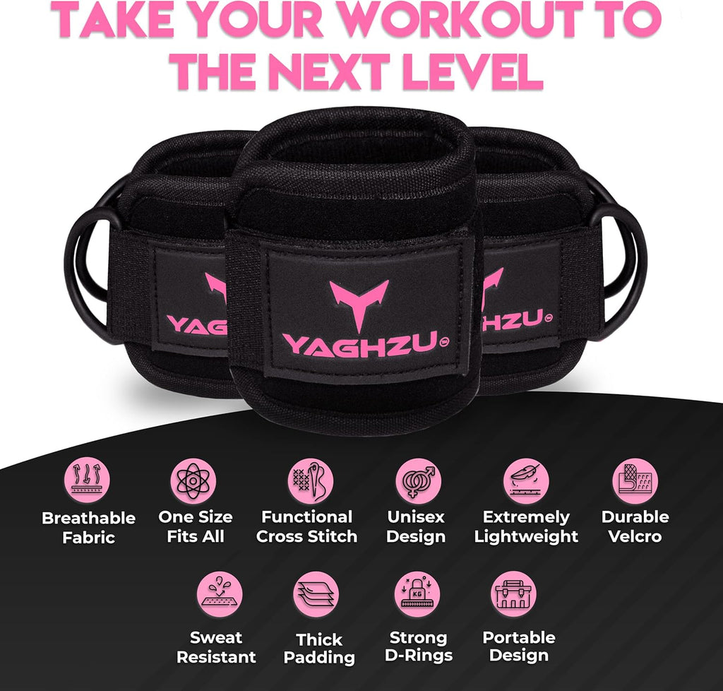 Ankle Straps for Cable Machines Women - Adjustable Gym Ankle Strap for Cable Machine, Neoprene Padded Cable Straps, Durable Leg Strap with Cable Cuff, Glute Kickback Ankle Strap with D Rings