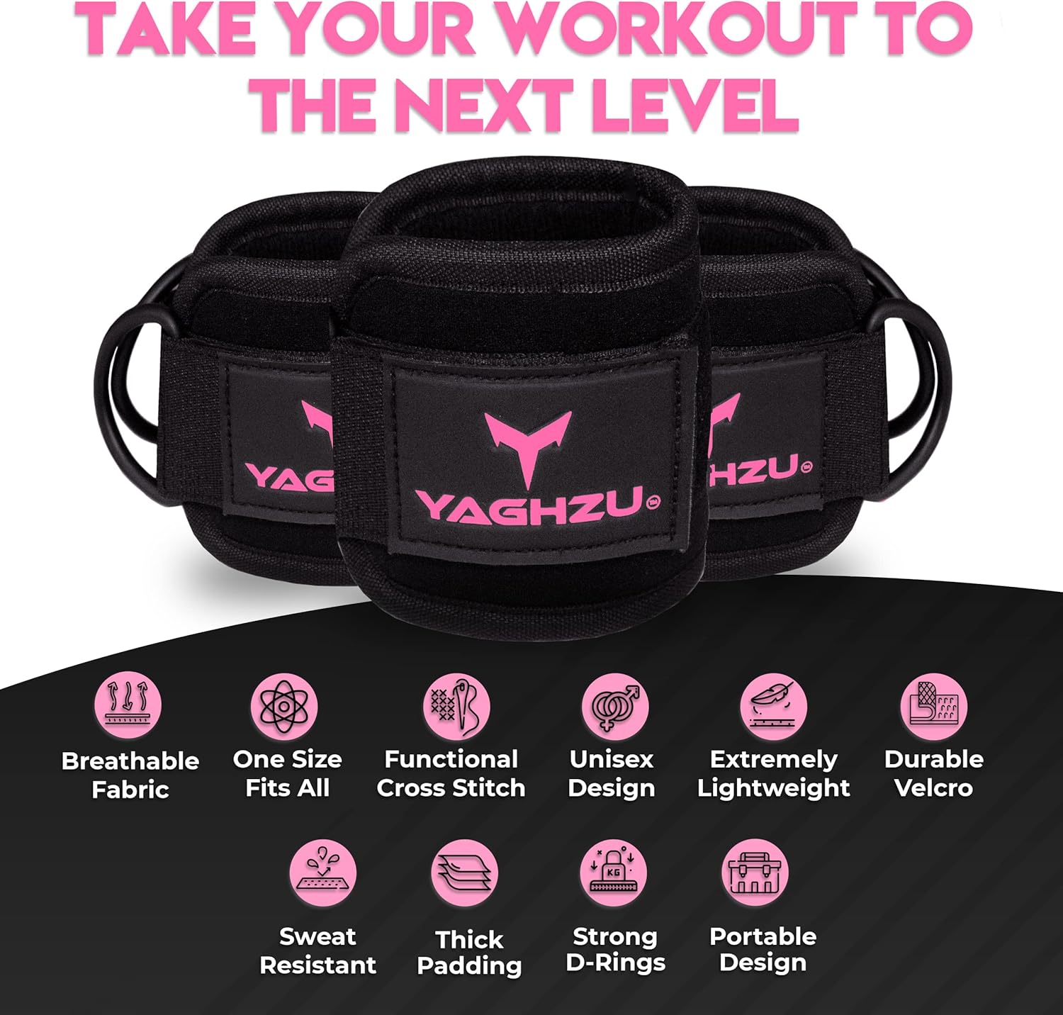 Ankle Straps for Cable Machines Women - Adjustable Gym Ankle Strap for Cable Machine, Neoprene Padded Cable Straps, Durable Leg Strap with Cable Cuff, Glute Kickback Ankle Strap with D Rings
