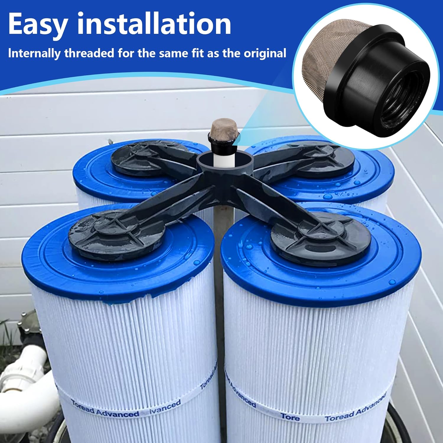 DECOHS 2 Pcs 190106Z Air Bleeder Screen Cap- Stainless Steel Screen Filter Cap Replacement Parts- Air Valve Strainer Cap for Most Pools Filters