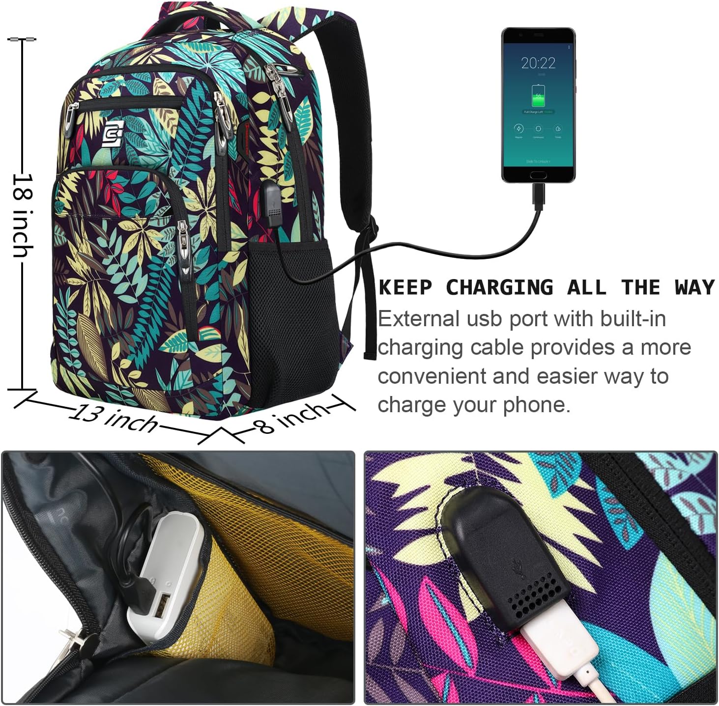 Laptop Backpack,Business Travel Anti Theft Slim Durable Laptops Backpack with USB Charging Port,Water Resistant College Computer Bag for Women & Men Fits 15.6 Inch Laptop and Notebook
