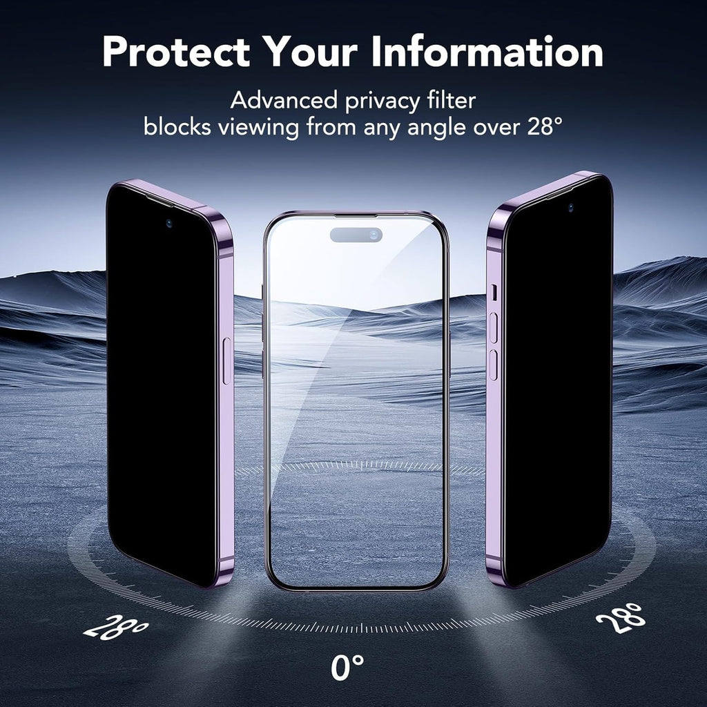 ESR 3 Pack for iPhone 14 Pro Privacy Screen Protector, Anti-spy Tempered-Glass Privacy Screen Protector, Micro-curved Edges, Case Friendly