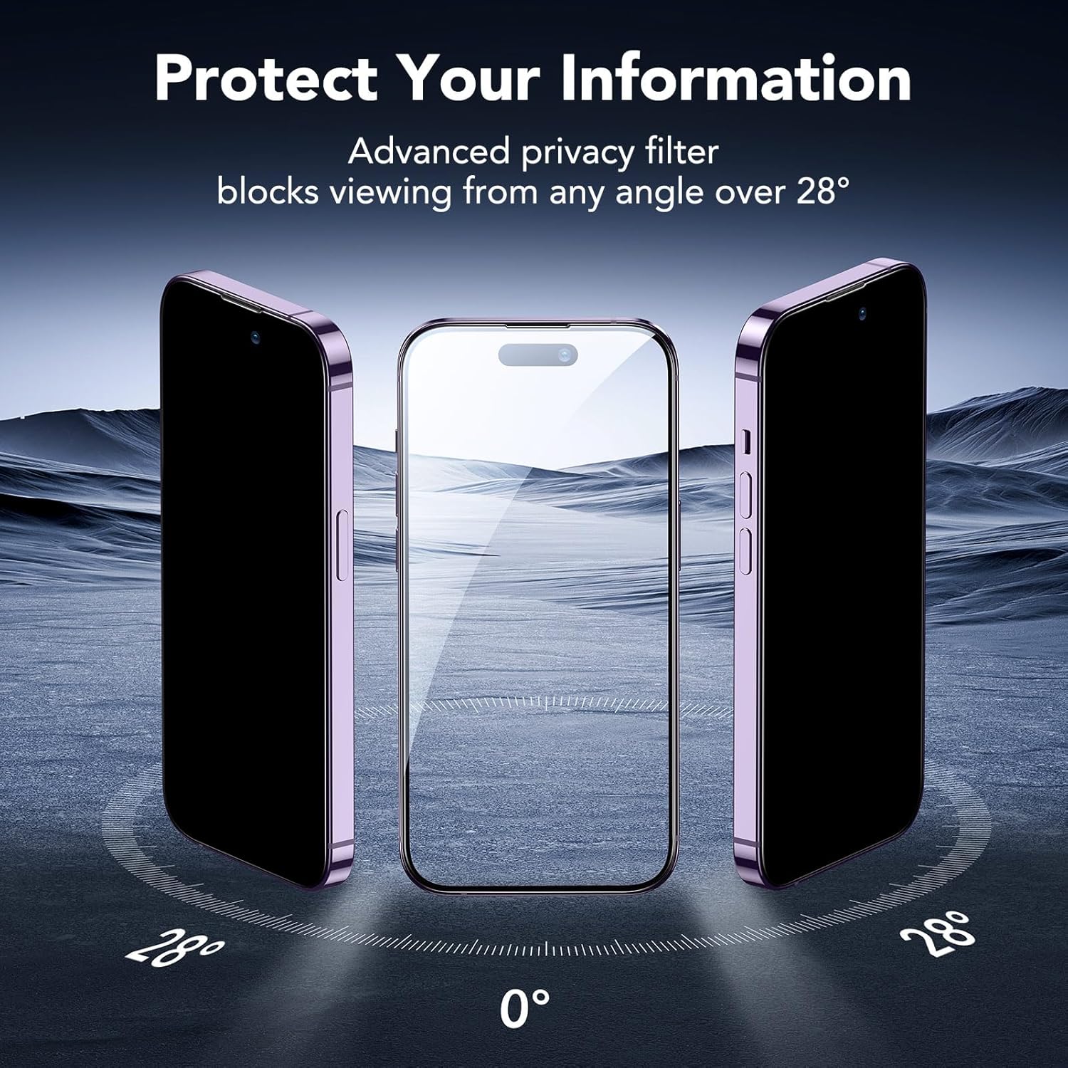 ESR 3 Pack for iPhone 14 Pro Privacy Screen Protector, Anti-spy Tempered-Glass Privacy Screen Protector, Micro-curved Edges, Case Friendly