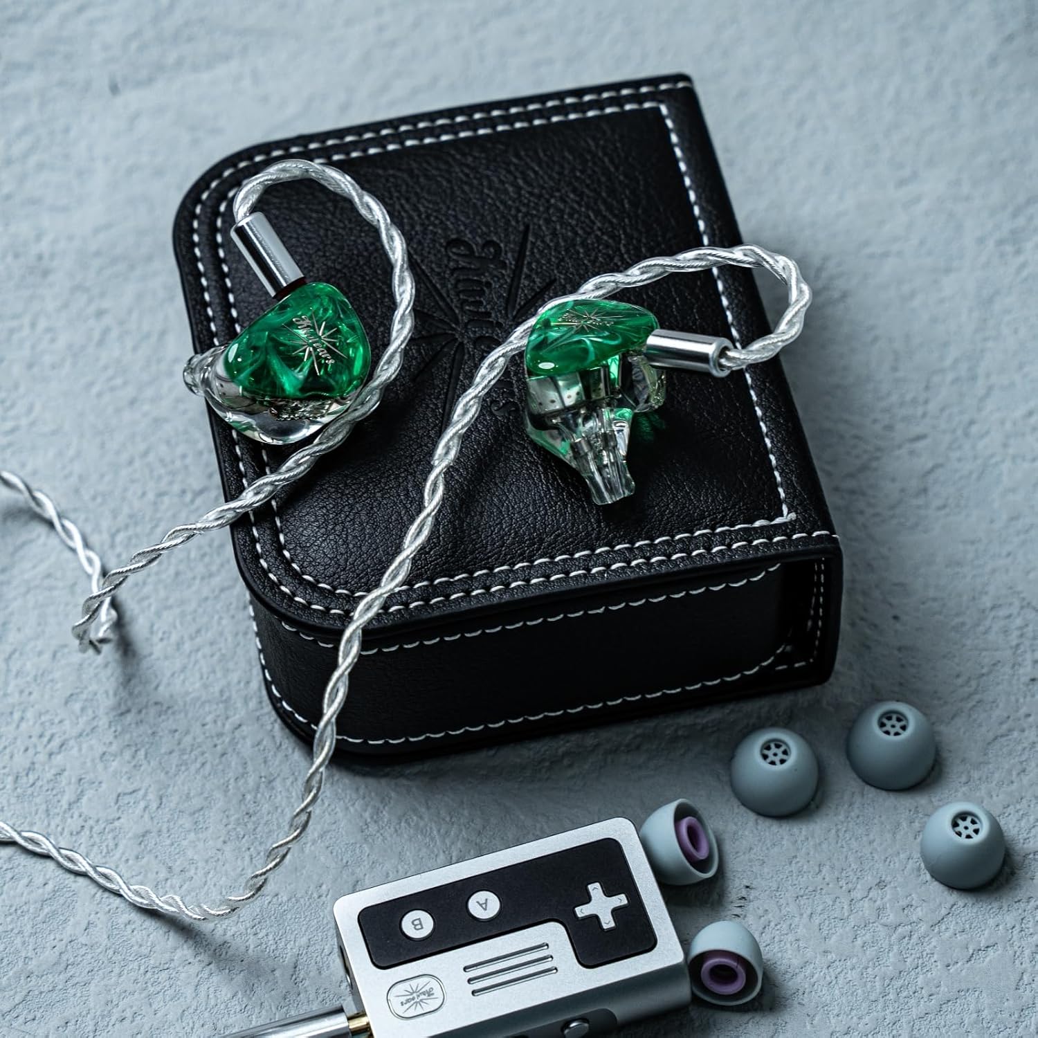 Kiwi Ears Orchestra Lite in Ear Monitor, Custom 8BA HiFi Earphone, Studio Monitor Headphone, Wired Earbuds with Detachable OFC Cable, Handcrafts Faceplate for Audiophile Musician (Green)