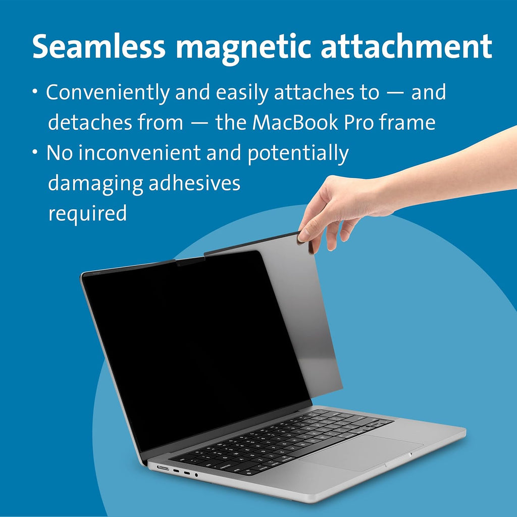 Kensington MP14 Magnetic MacBook Pro Privacy Screen for 14 inch MacBook Pro (2021-2024, M1, M2, M3, M4, Pro, Max), Removable Laptop Privacy Screen, Anti Glare Blue Light MacBook Mac Screen Protector