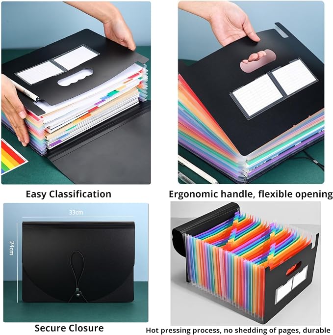 37 Pockets Accordion File Organizer Desktop Expanding File Folders - Image 3