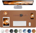 Leather Desk Pad Blotter,Mouse Pad,Office Desk Mat, Non-Slip PU Leather Desk mat,Large Desk mat,Waterproof Keyboard mat for Office/Home/Decor (Brown,35" x 17")