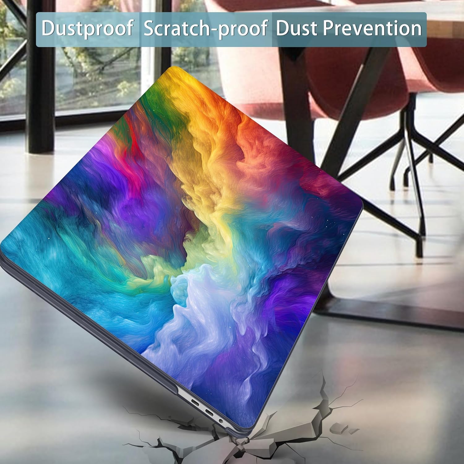 Mektron Case for MacBook Pro 16 Inch A2141 Cover 2019 Release 16" with Liquid Retina Display/Touch ID, Plastic Hard Shell with Keyboard Skin & Screen Protector & Dust Plug, Rainbow Cosmic