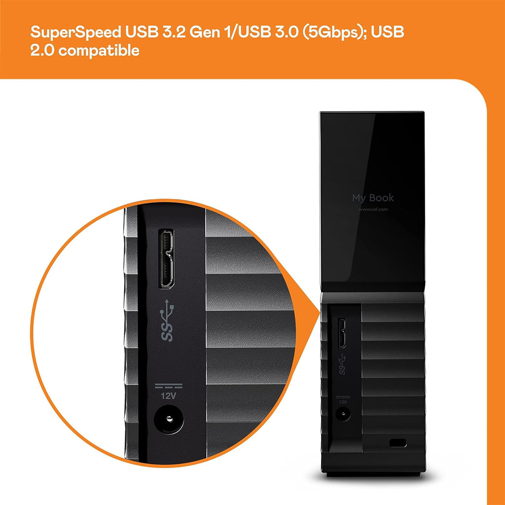WD 26TB My Book Desktop External Hard Drive, USB 3.0, External HDD with Password Protection and Auto Backup Software - WDBBGB0260HBK-NESN