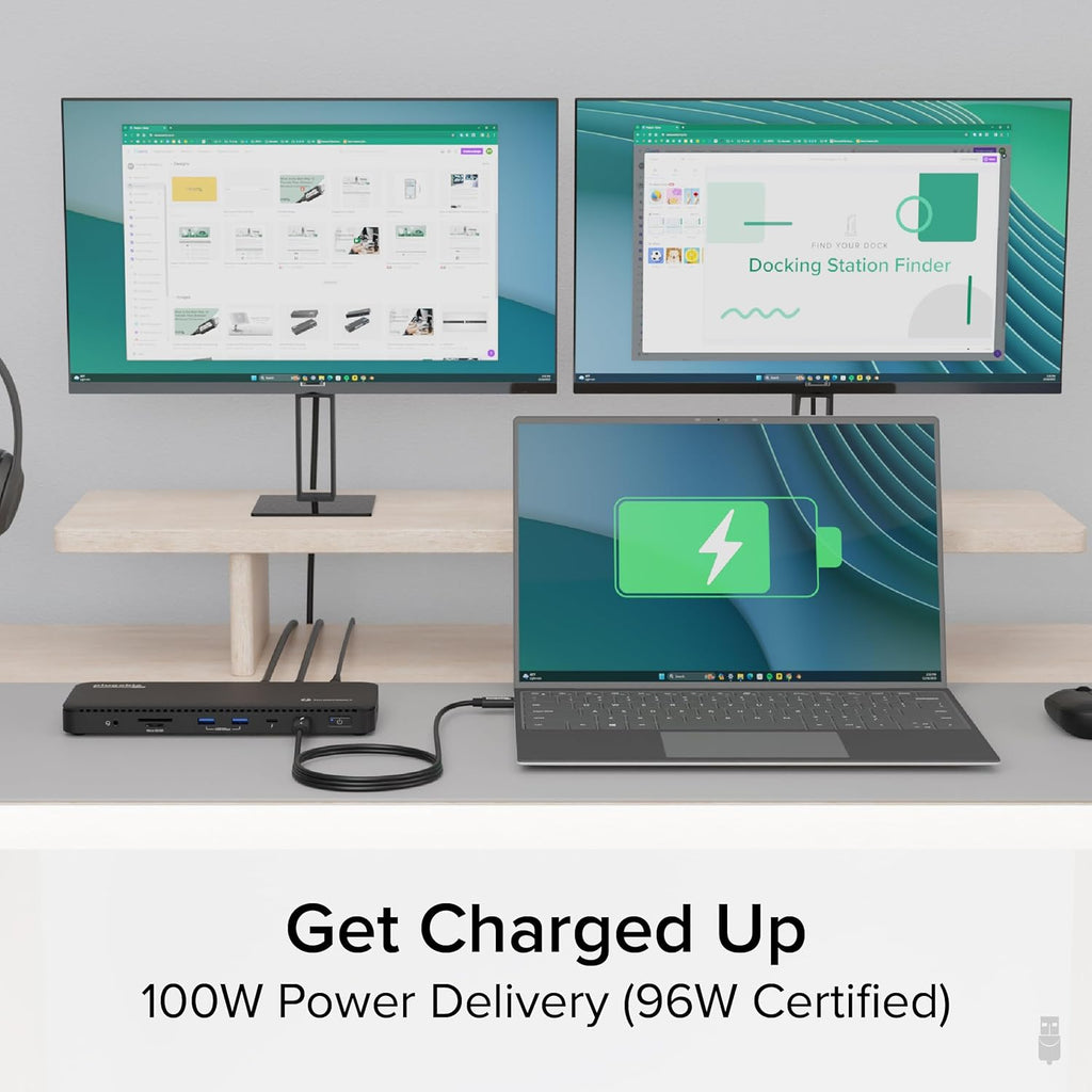 Plugable Thunderbolt 4 Dock with 100W Charging, Thunderbolt Certified, Laptop Docking Station Dual Monitor Single 8K or Dual 4K HDMI for Windows and Mac, 4X USB, Gigabit Ethernet (TBT4-UD5)