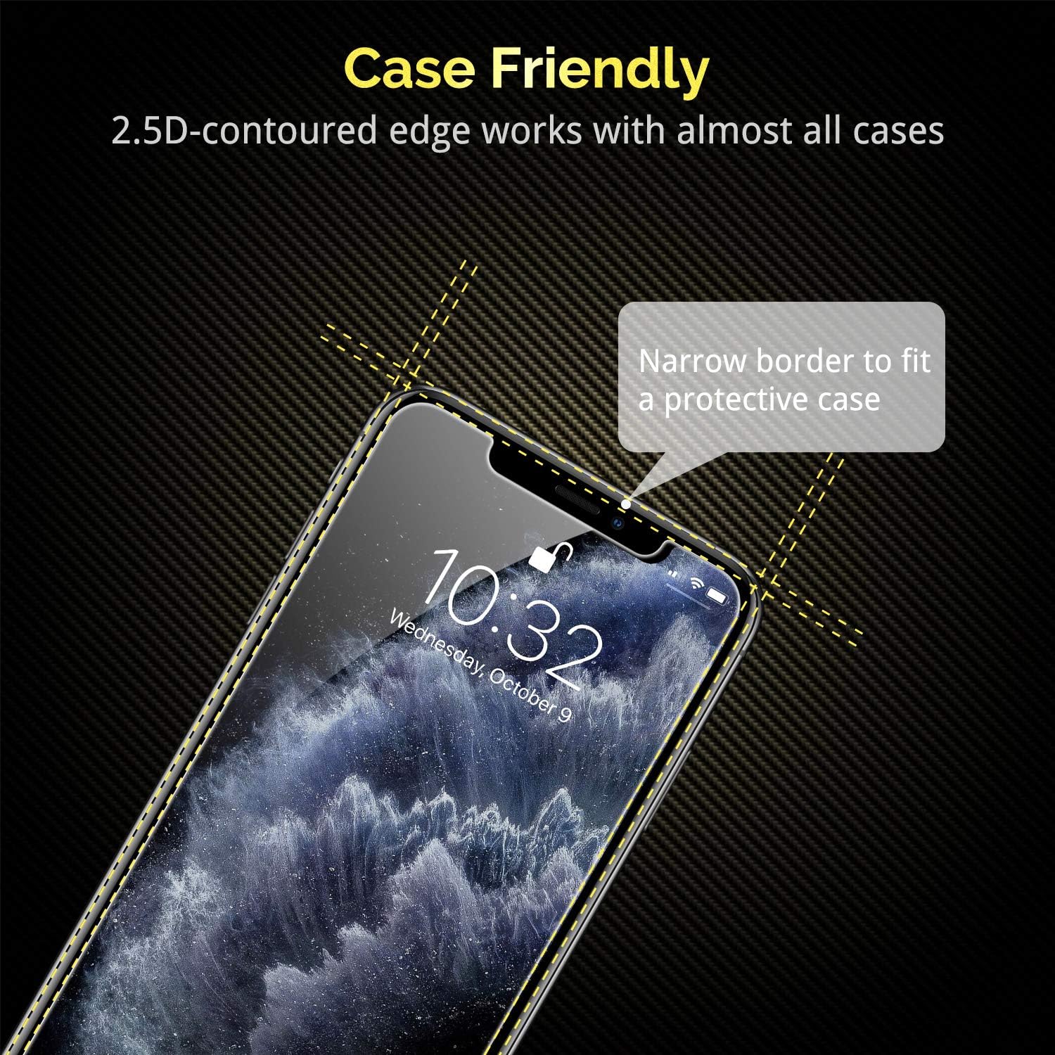 UNBREAKcable 3-Pack Screen Protector for iPhone 11 Pro/XS/X, Double Shatterproof Tempered Glass [Easy Installation Frame] [9H Hardness] [HD Clear] [Case Friendly] for 5.8 Inch