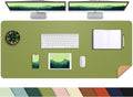 Leather Desk pad Protector, Large Desk mat with Natural Cork & PU Leather,Mouse pad,Non-Slip Office Desk Mat,Waterproof Desk Writing Pad for Office and Home (47in*23.7in, Olive Green)