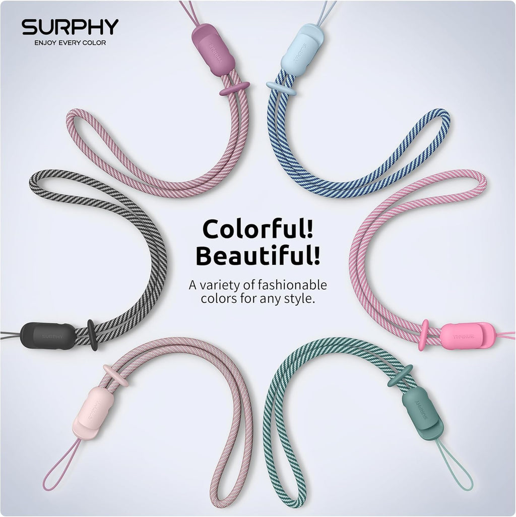 SURPHY 3 Pack Phone Wrist Strap with CellPhone Tether Tab, Cellphone Lanyard, Phone Strap with 2-Color Braided, Wrist Lanyard