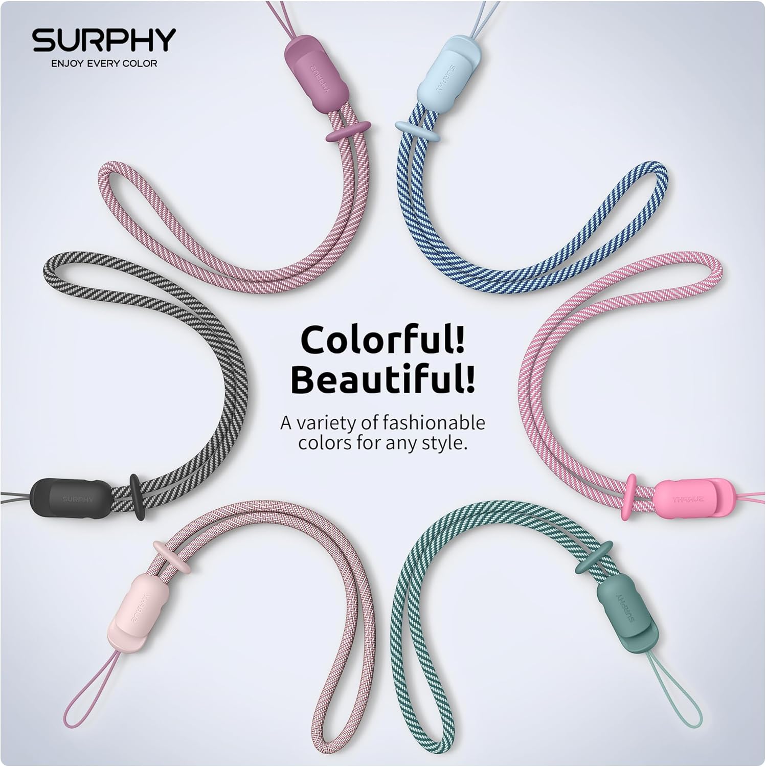 SURPHY 3 Pack Phone Wrist Strap with CellPhone Tether Tab, Cellphone Lanyard, Phone Strap with 2-Color Braided, Wrist Lanyard