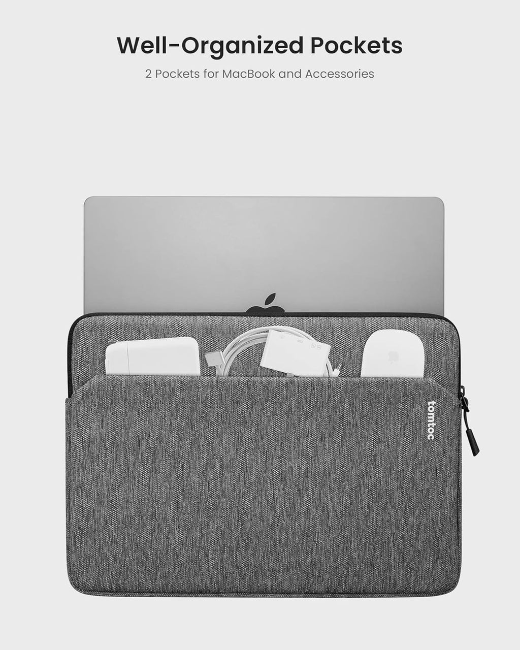 tomtoc Slim Laptop Sleeve Case for 13-inch New MacBook Air M4/A3420 M3/A3113 M2/A2681, M1/A2337 2025-2018, MacBook Pro M2/M1, Water-Resistant Protective Carrying Case with Accessories Pocket