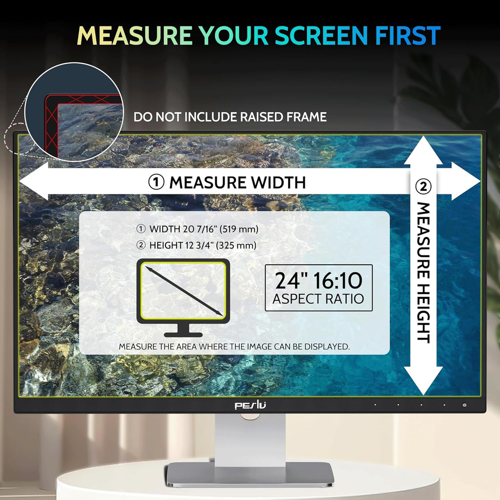 [2 Pack] 24 Inch Privacy Screen for Computer Monitor 16:10 Aspect Ratio, Eye Protection Anti Blue Light Glare Shield, 24inch Removable Black Blackout Anti Spy Desktop Security Private Filter