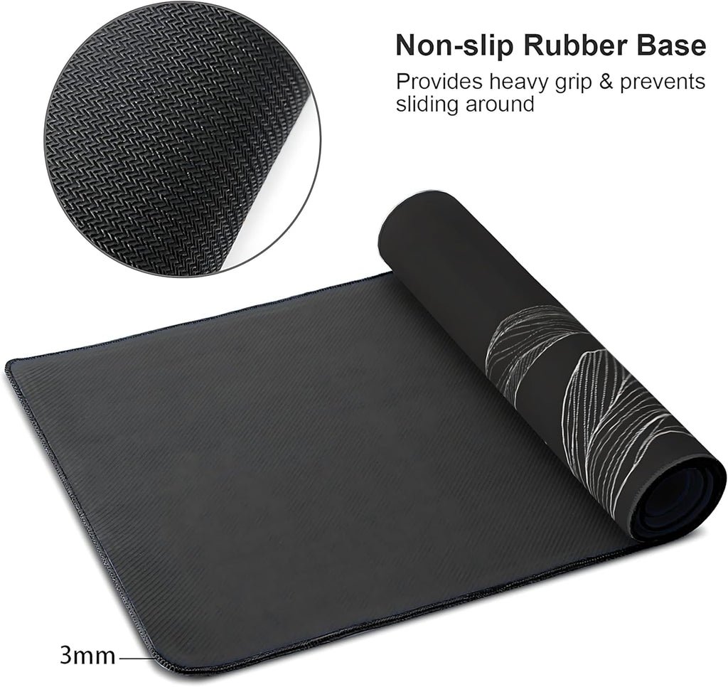 Black and White Mountain Large Mouse Pad,Gaming Keyboard Desk Pad,Extended Mouse Mat Non-Slip Rubber Base with Stitched Edges for Office Game Home XL 31.5"x11.8"