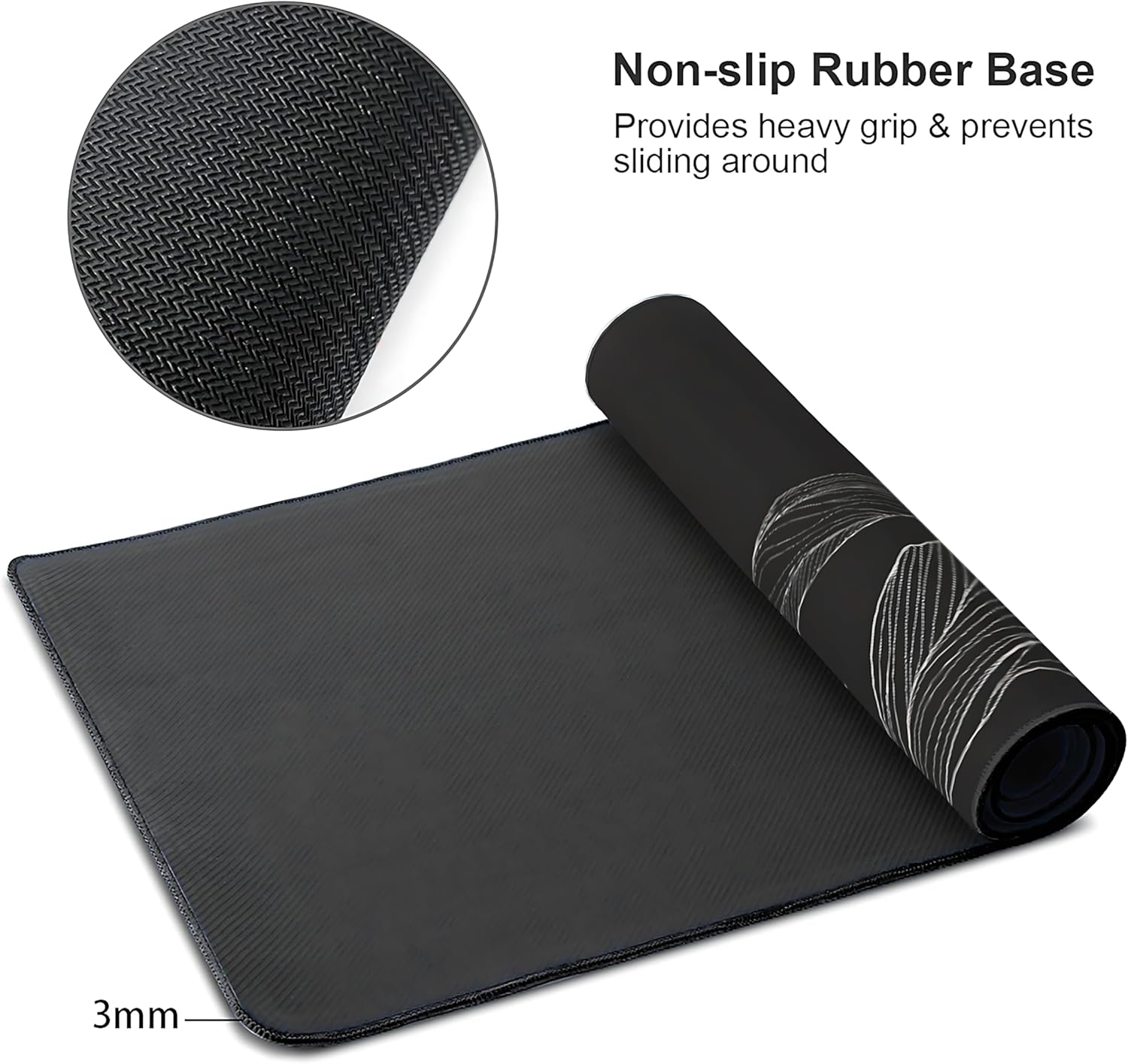 Black and White Mountain Large Mouse Pad,Gaming Keyboard Desk Pad,Extended Mouse Mat Non-Slip Rubber Base with Stitched Edges for Office Game Home XL 31.5"x11.8"