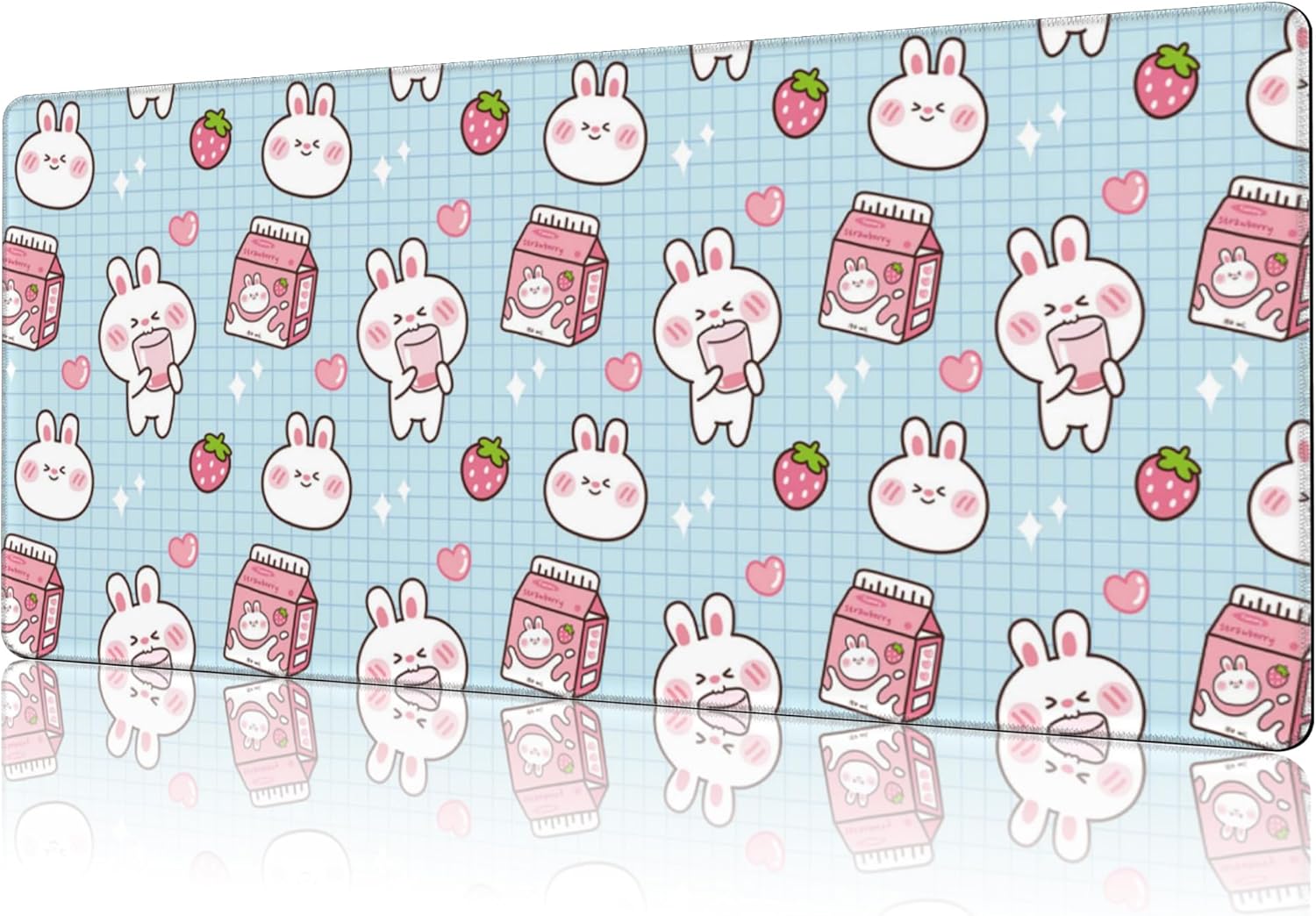 Mouse Pad Large Milk Box with Rabbit Non-Slip Gaming Desk Mat with Stitched Edge Laptop Keyboard Desk Pad for Work Home Gaming (35.4 x 15.7 Inches)